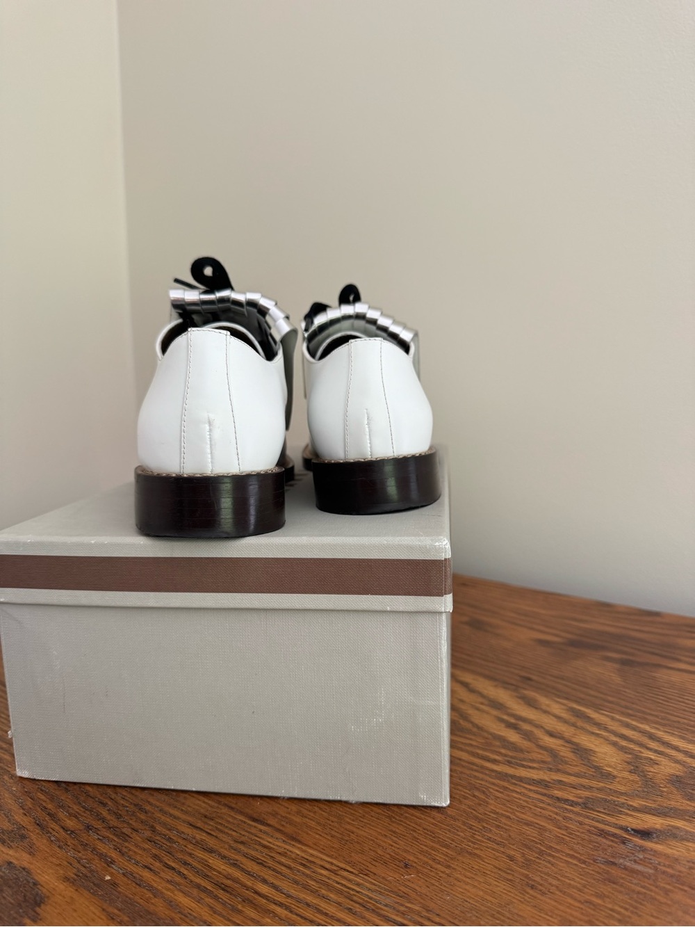 Marni White Leather Silver Fringe Loafers - Picture 6 of 6